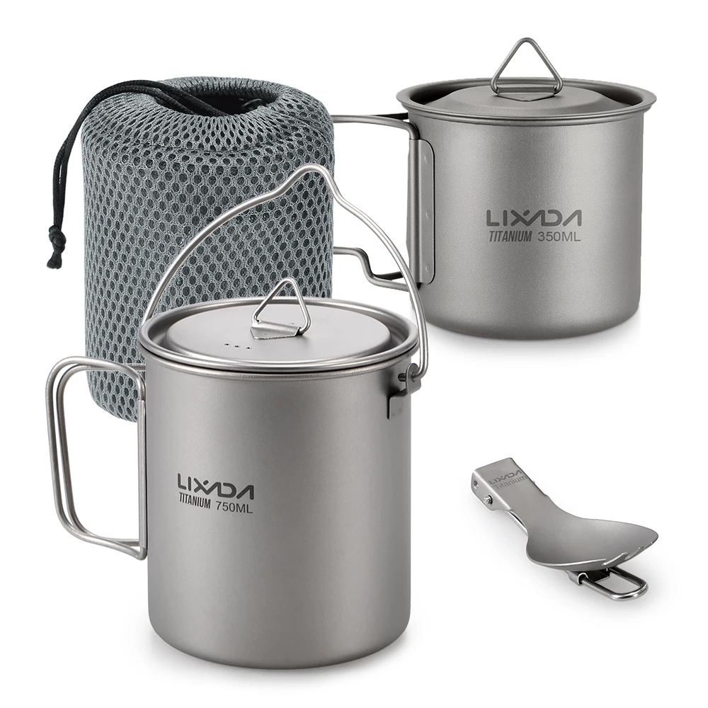 

Camping Tableware water Mug Titanium Cup Tourist Tableware Picnic Utensils Outdoor Kitchen Equipment Travel Cooking set Cookware