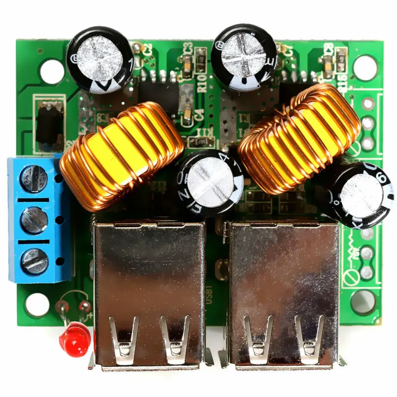 4 USB Step-down Power Supply Module New DC 12V 24V 40V to 5V 5A Copper Free Shipping | Электроника