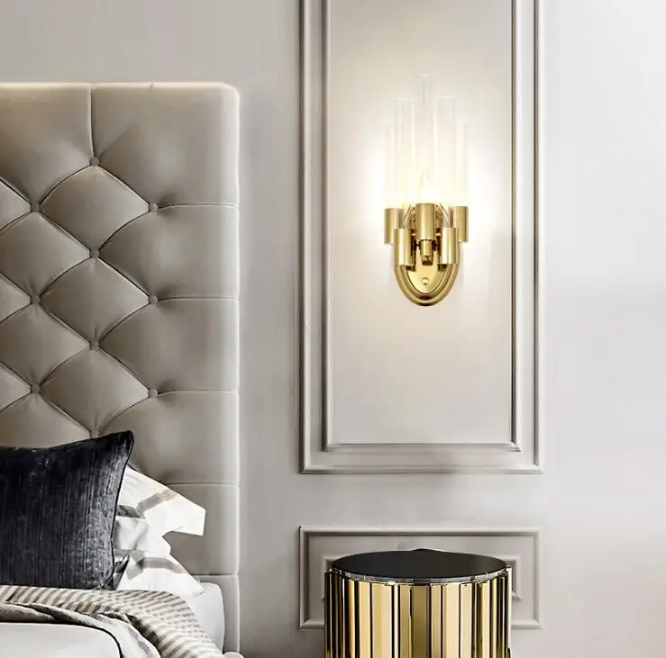 Postmodern light luxury crystal wall lamp designer living room bedroom bedside hotel aisle staircase background | Лампы и освещение