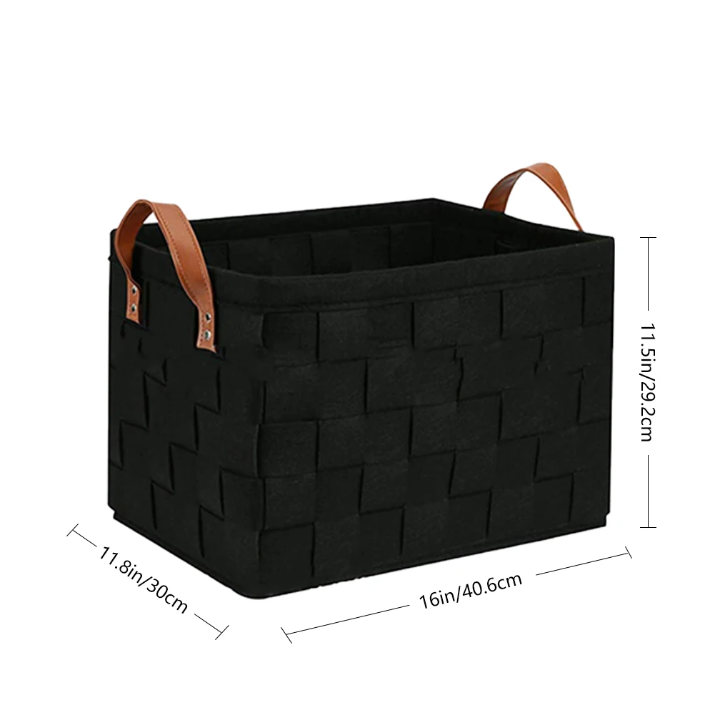 Handmade Felt Foldable Storage Case Trash Can Rectangular Cloth Storage Box With Handles Kindergarten Toys Room Towel Organizer