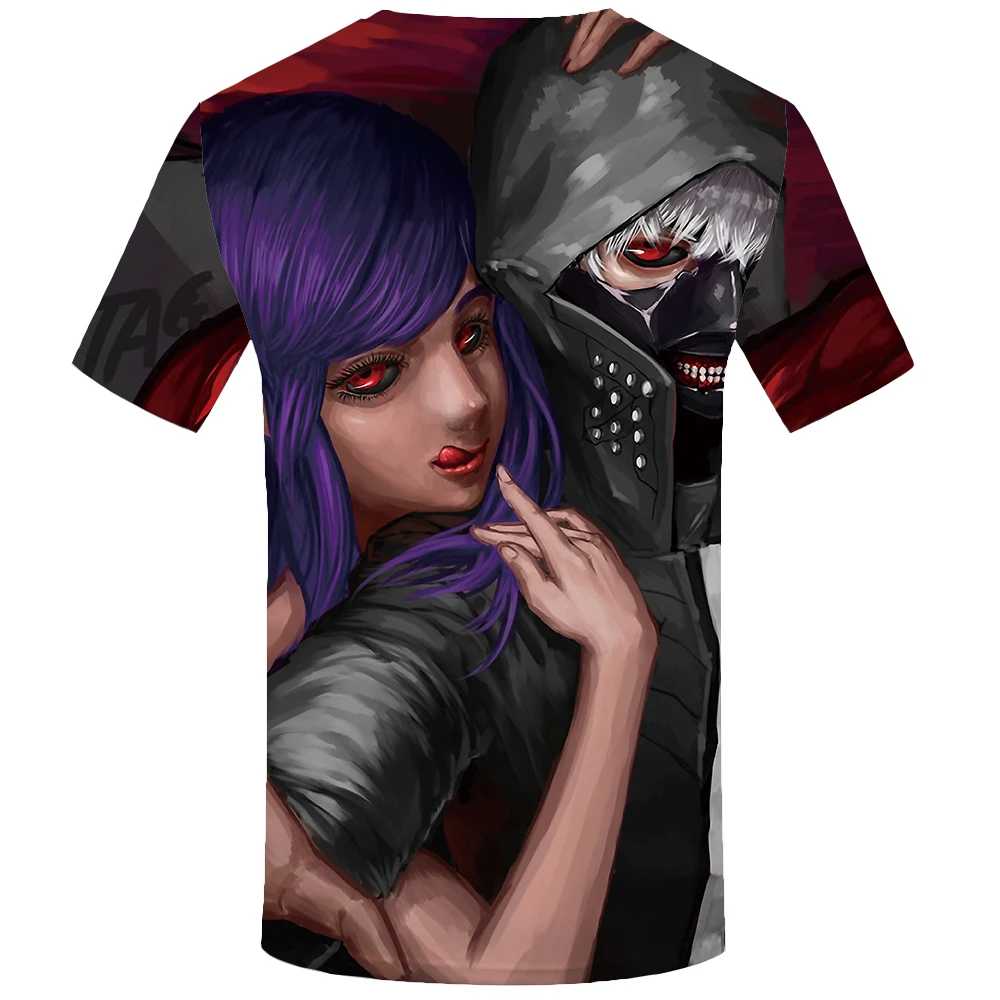 Бренд KYKU футболка Tokyo Ghoul Мужская черная с принтом из мультфильма японские