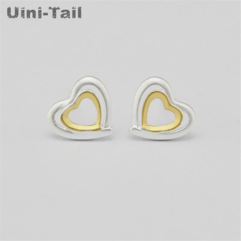 Uini Tail хит продаж новинка 925 пробы серебряные двухцветные полые серьги в форме
