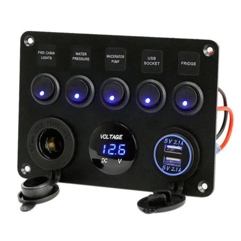 Зажигалка переключатель панель розетка двойной порт DC 12 V/24 V 5V 2.1A + напряжение