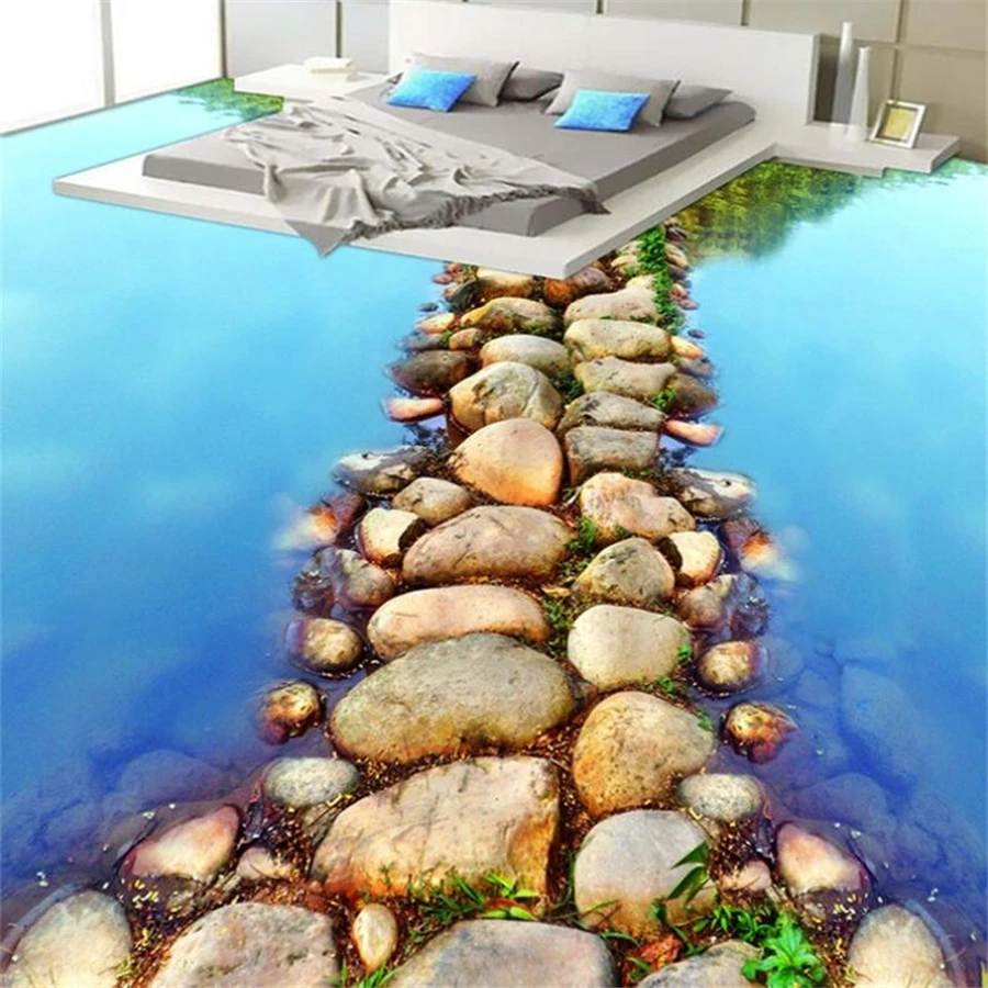 Beibehang индивидуальный пол 3d Красивая речная вода сланец дорога Туалет Ванная