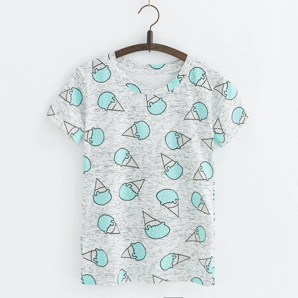 JKKUCOCO Hot Style ice-lolly Print Tees Short Sleeve T-shirt Women t shirt Summer Cotton t-shirt Tops Causal t-shirts | Женская одежда
