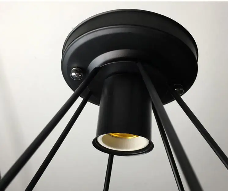 

HiMISS Retro Black Baking Paint Trigonal Ceiling Lamp for Hallway Porch Balcony