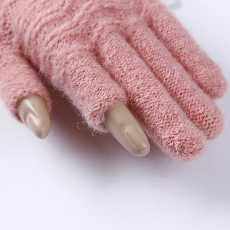 Женские модные перчатки с открытыми пальцами трикотажные для сенсорного экрана