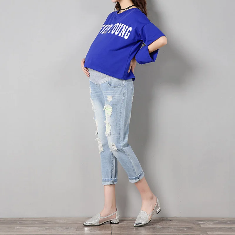 

Maternity Clothing Jeans Pants For Pregnant Women Clothes Nursing Trousers Pregnancy Overalls Denim Long Prop Belly Legging New