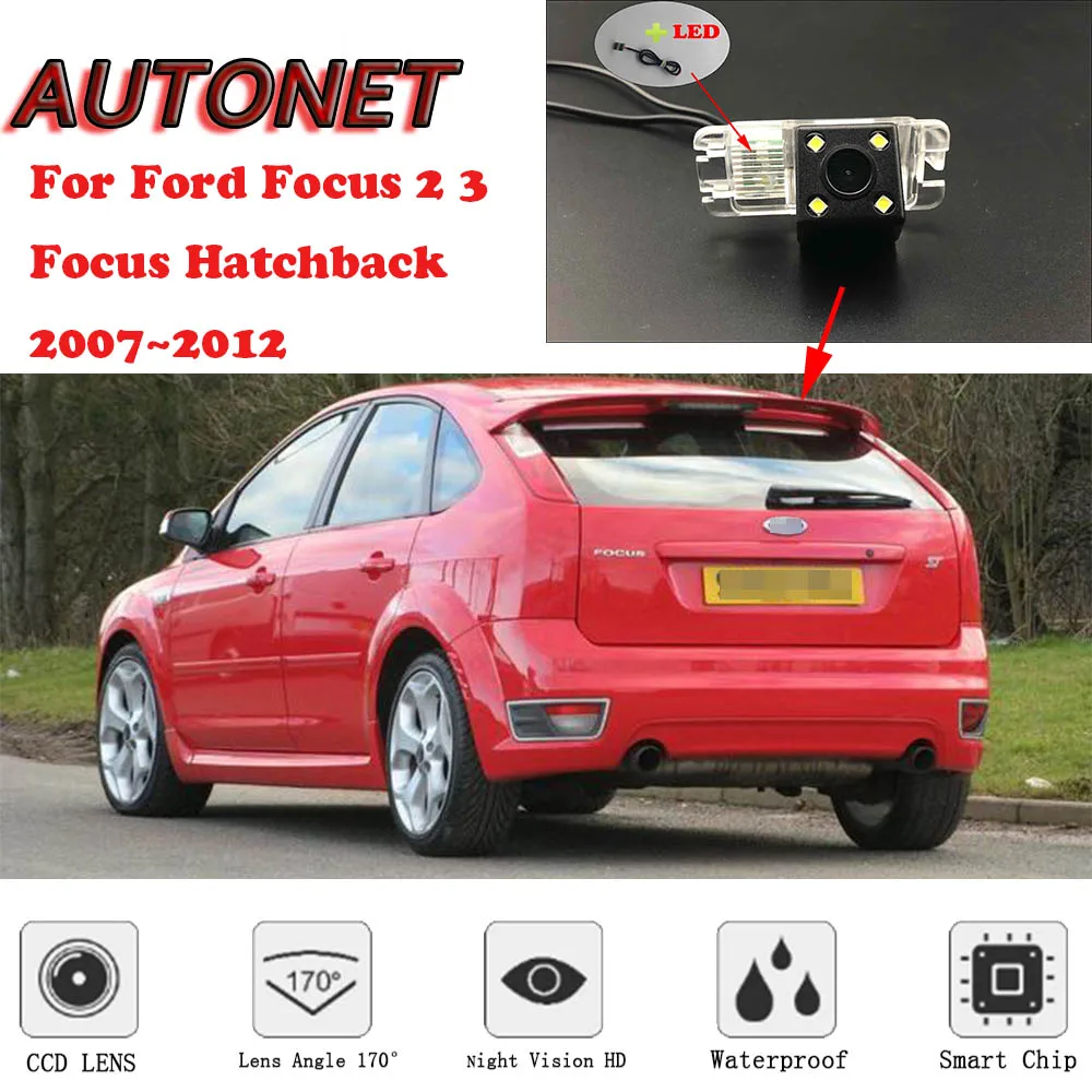 AUTONET-cámara de visión trasera para coche Ford Focus, accesorio de aparcamiento con soporte, compatible con modelo 2 3 Focus Hatchback 2007, 2008, 2009, 2010, 2011