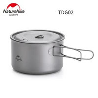 naturehike outdoor picnic titanium pot frying pan lightweight hiking camping tableware cookware tools ti equipment 800ml 1250ml