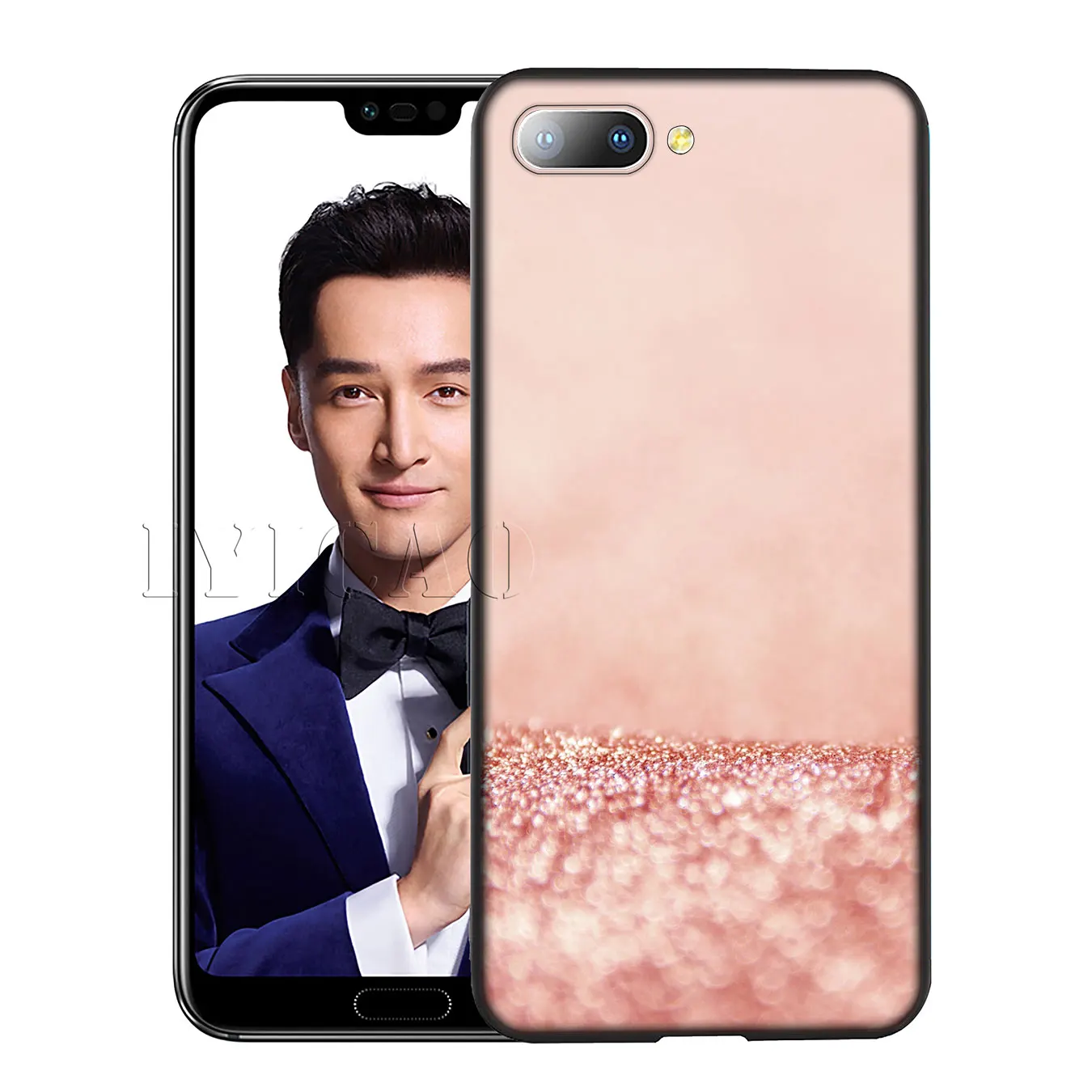 IYICAO Gold Pink rose Glitter Dust love Soft Case for Huawei Y7 Y6 Prime Y9 2018 Honor 8C 8X 8 9 10 Lite 6A 7C 7X 7A Pro |