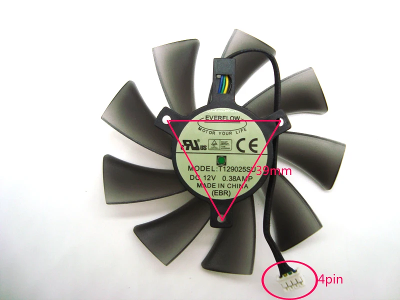 Кулер FreeShippingT129025SU 95 мм 5Pin 12 В постоянного тока 0 38a для Asus Radeon HD7970 Direct CU II HD7950 DirectCU
