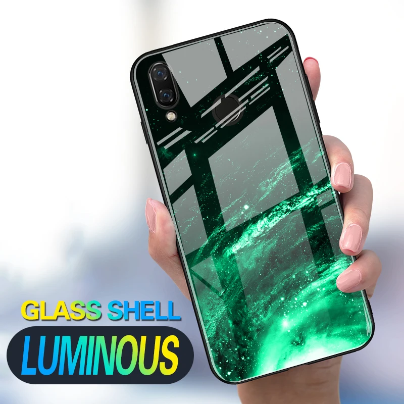 Роскошный светящийся стеклянный чехол для Huawei Nova 2 Plus 2i 2S Coque Рождественский / 3 3i