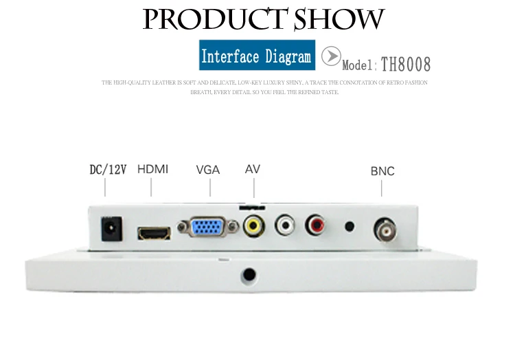 8-дюймовый промышленный компьютерный монитор/металлический монитор с VGA/AV/BNC/HDMI