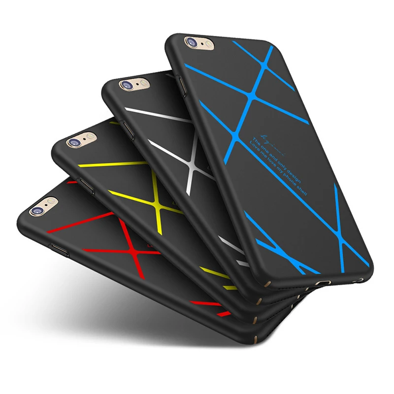 Для iphone 6 6s  плюс 7 Плюс Case new Luxury полосой Линии Жесткий Матовый PC Back Чехол 360 Полная