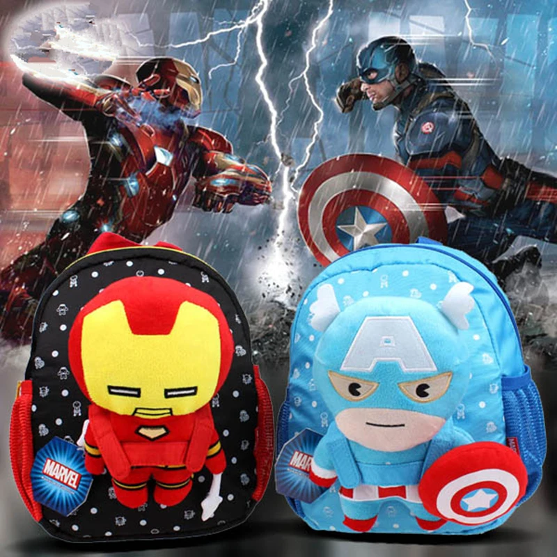 Милый детский рюкзак Капитан Америка с милым мультипликационным принтом для