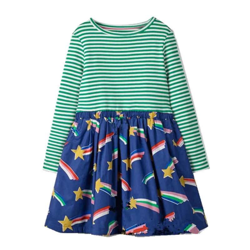 Jumping meters Top brand Dresses girls baby new clothing cotton striped applique animals princess autumn spring kids dress girl | Детская