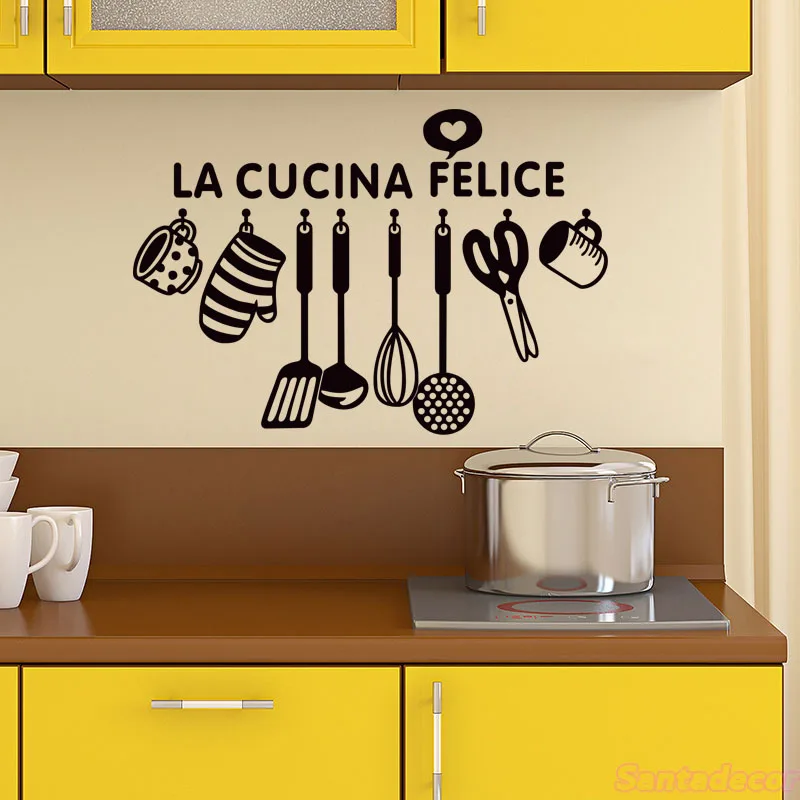 Итальянская кухня дизайн виниловые наклейки на стены Стикеры La Cocina Felice Настенная