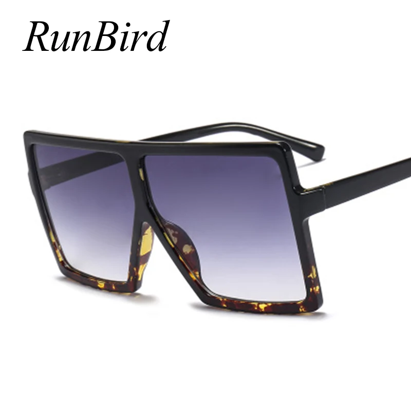 RunBird дешевые негабаритные Солнцезащитные очки женские квадратные плоские белые