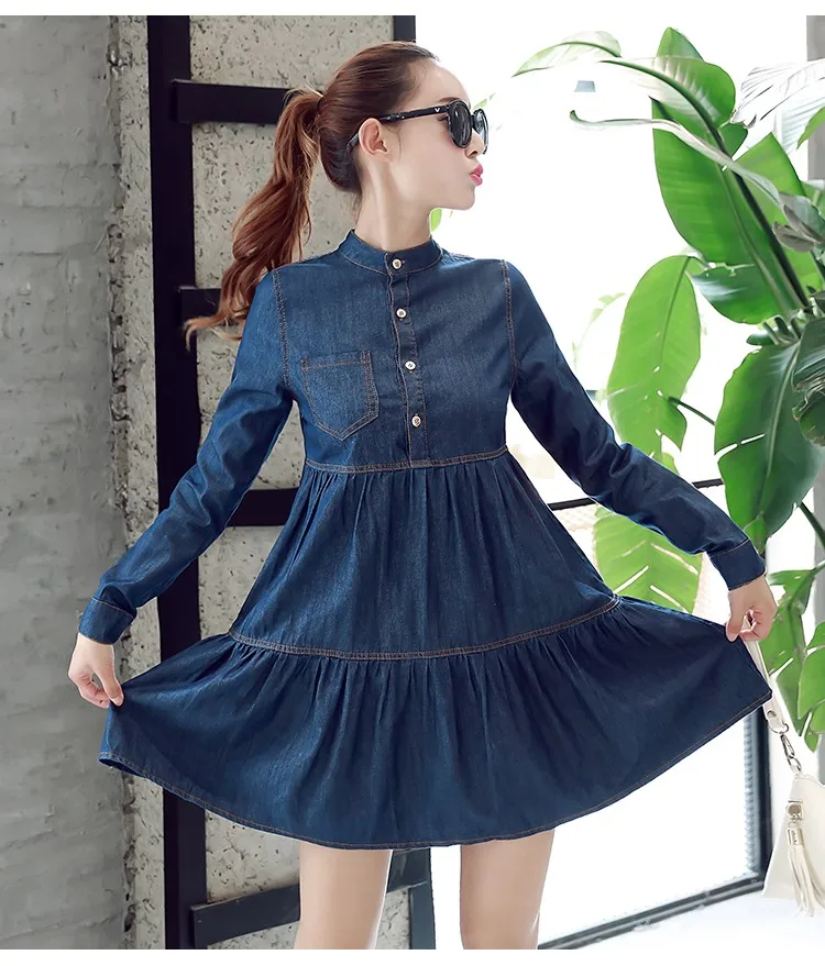 Новое Осеннее джинсовое платье для беременных женщин свободная рубашка большого