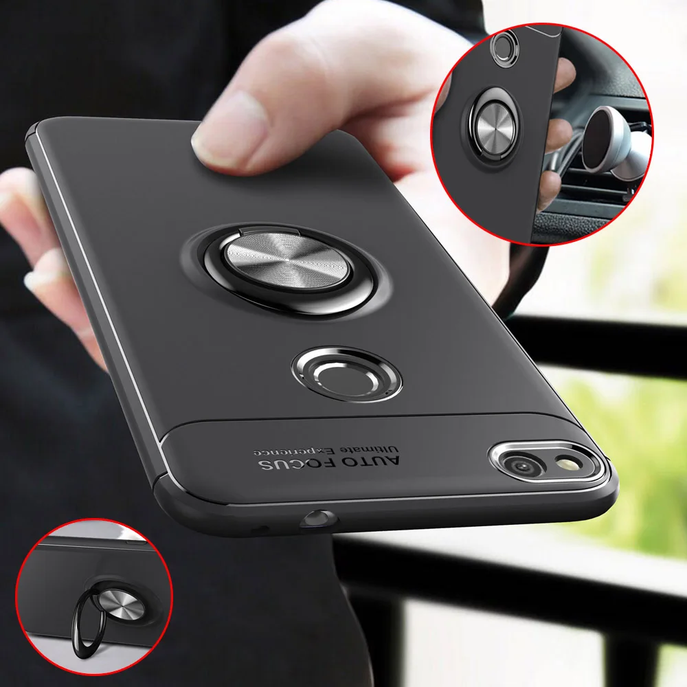 360 Rotating Metal Magnetic Silicone Ring Case For Huawei P8 P9 Lite 2017 Honor 8 Y9 2018 Enjoy Plus Magnet Holder Coque | Мобильные