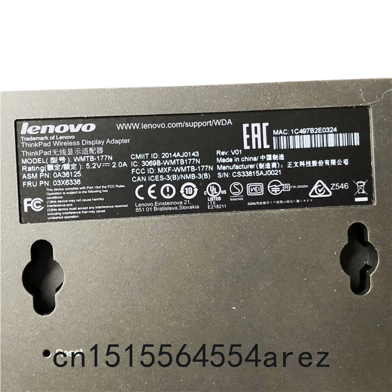 Новый оригинальный ноутбук Lenovo ThinkPad WiFi Дисплей адаптер ANZ/HK WMTB 177N док станция