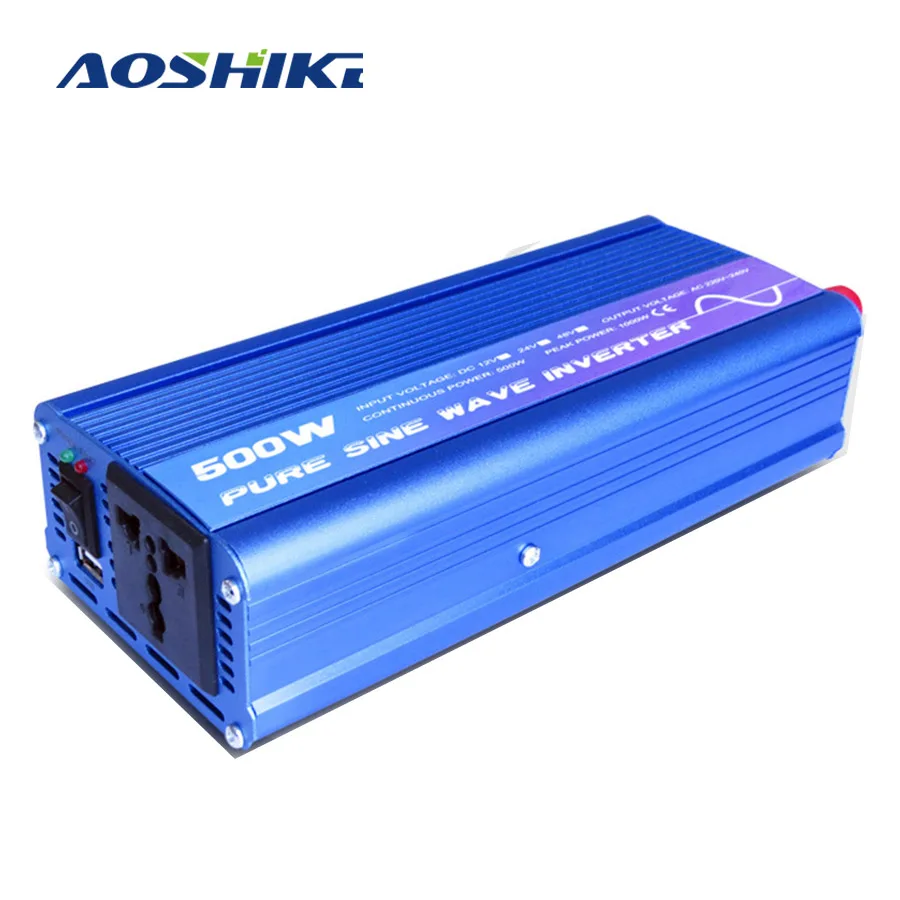 AOSHIKE 1 шт. Новый 12 В до 220 инвертор мощность 500 Вт Чистая синусоида волновой