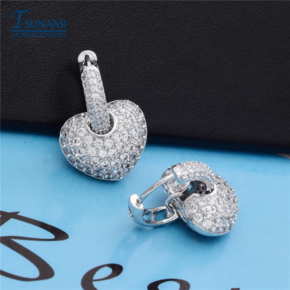 Известный бренд в форме сердца миниатюрный набор циркон серьги подходит для