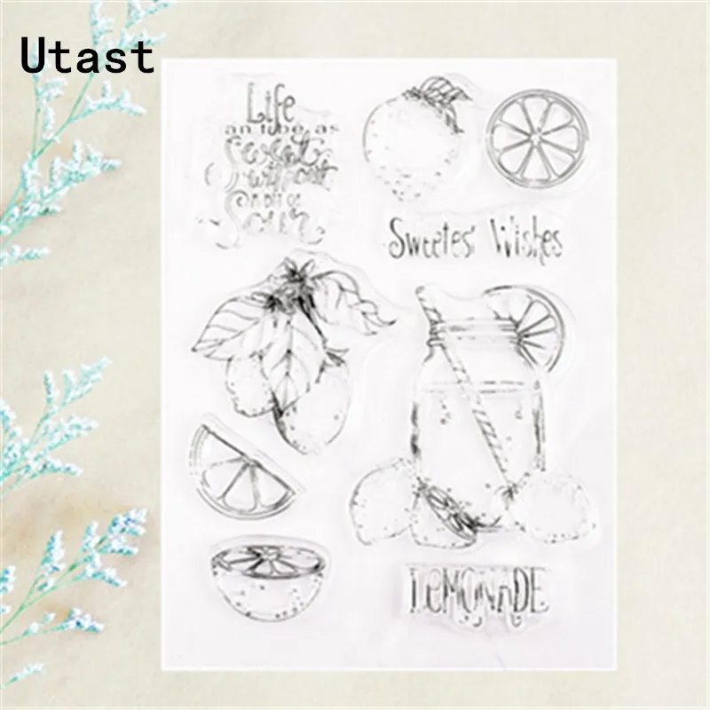 Прозрачные силиконовые штампы с изображением лимонного фруктового