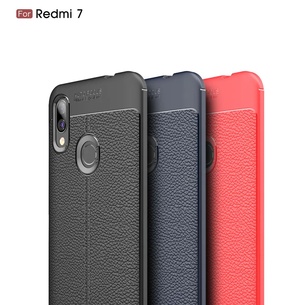 for Xiaomi Redmi 7 Bumper Shockproof Case Note Pro Soft Matte Skin Litchi Texture Cover |