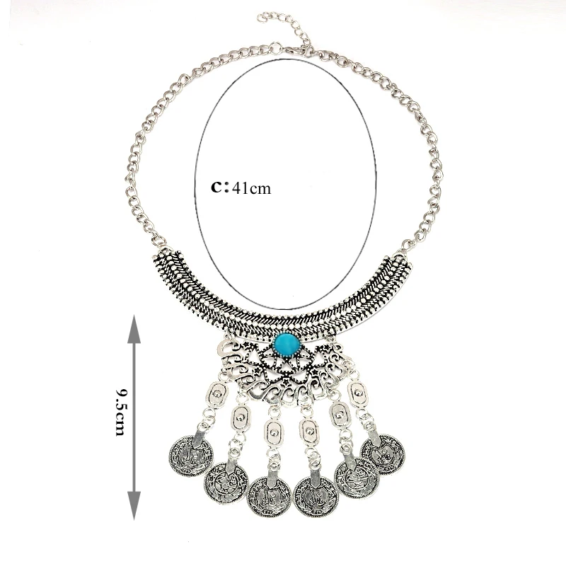 Женское богемное ожерелье винтажное ожерелье-чокер массивное Ювелирная монета |