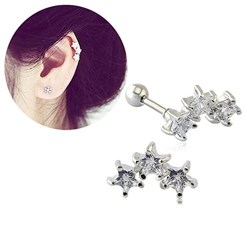 Trinity Star циркониевые шпильки очаровательные женские серьги из нержавеющей стали