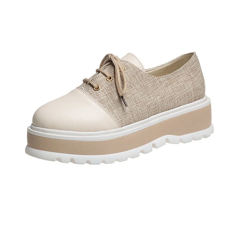 Tangnest/ г. Новые осенние женские модные оксфорды из искусственной кожи на плоской платформе в студенческом стиле, повседневная обувь на шнуровке, Mujer XWD6951