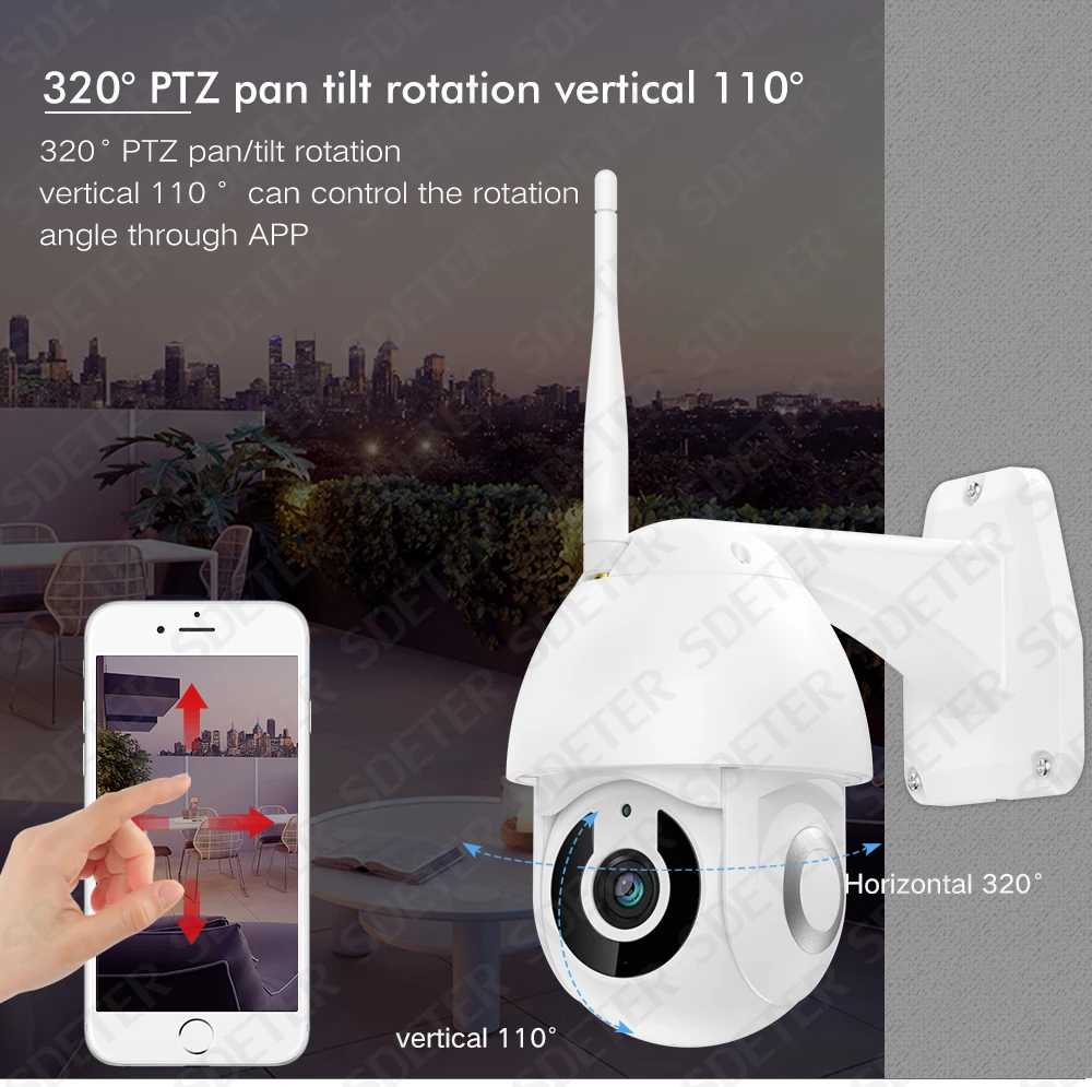 SDETER 1080P Wifi камера наружная PTZ скоростная купольная беспроводная IP CCTV камера безопасности панорамный наклон зум ИК двухсторонняя аудио камера внешняя