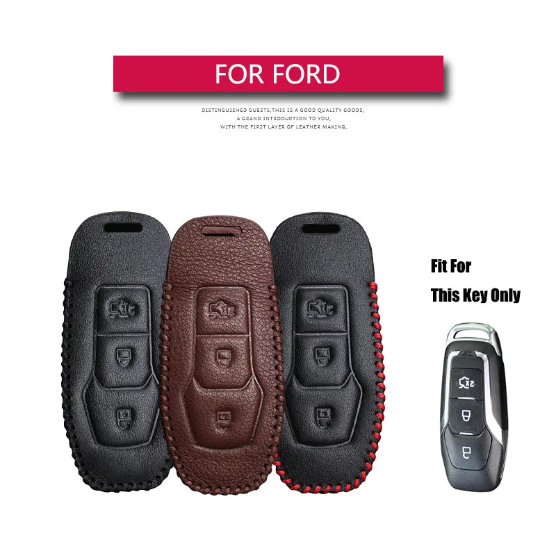 Кожаный Автомобильный Чехол для брелка с ключом Ford Edge Mondeo Mustang 3 кнопки умный