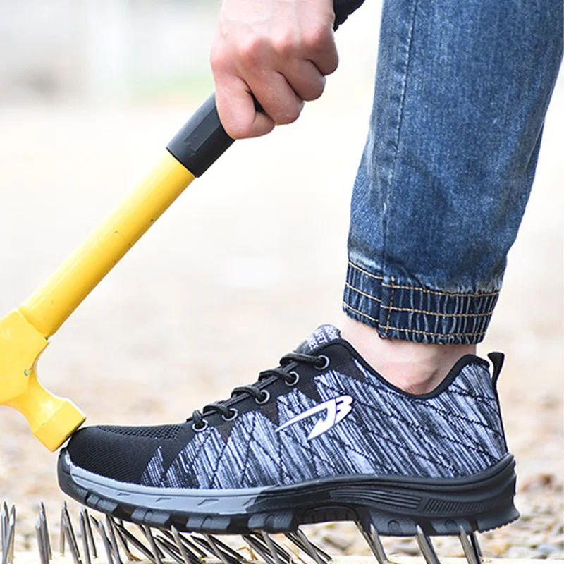 Рабочая безопасная обувь Мужская нескользящие рабочие ботинки безопасные без