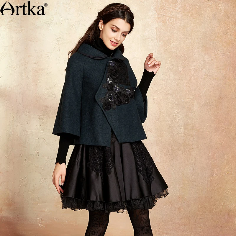 ARTKA пальто накидка Для женщин осенние куртки 2018 шерсть зимнее элегантная