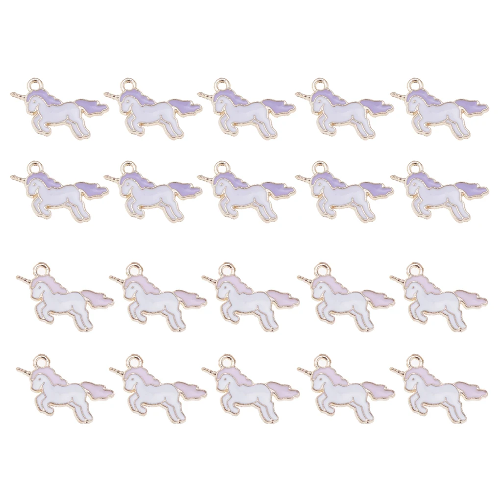 20 Pieces Unicorn Charms Pendant Findings Beads Jewelry Making DIY Crafts Accessories Pink and Purple | Украшения и аксессуары