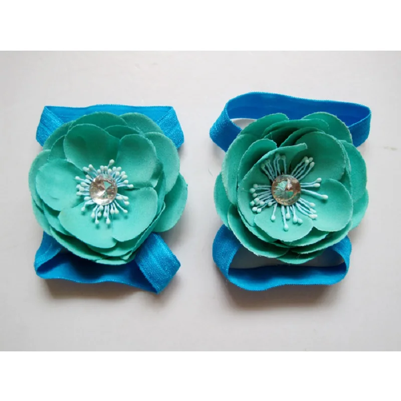 Hooyi-Zapatos con diamantes para beb&eacute; y ni&ntilde;a, calzado Floral para reci&eacute;n nacido, accesorios florales para mano, calcetines de gasa para ni&ntilde;o, zapatilla F2-4