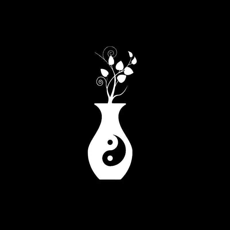 QYPF 7.12CM*17.8CM Vase Yin Yang Ethylene Kihei Silver Auto Sticker Decal C17-00070 | Автомобили и мотоциклы