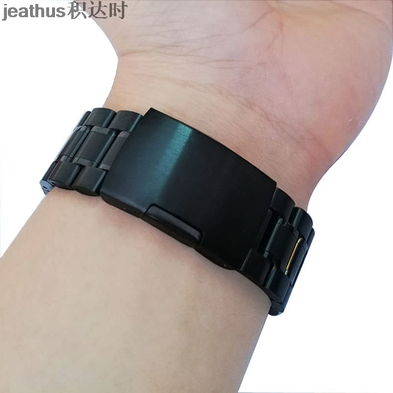 Ремешок Jeathus из нержавеющей стали для наручных часов черный браслет fossil diesel band14 16