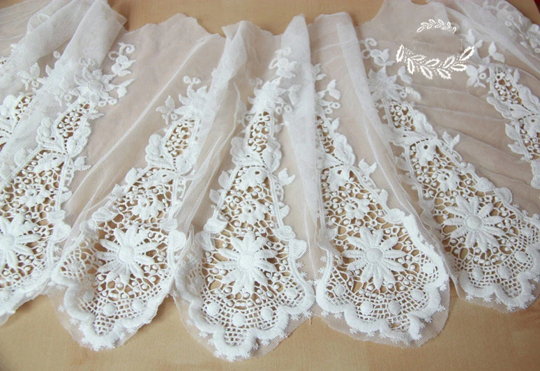 Ткань кружевная с вышивкой по бокам 135 см 53 14 дюйма 1 ярд ML25L86
