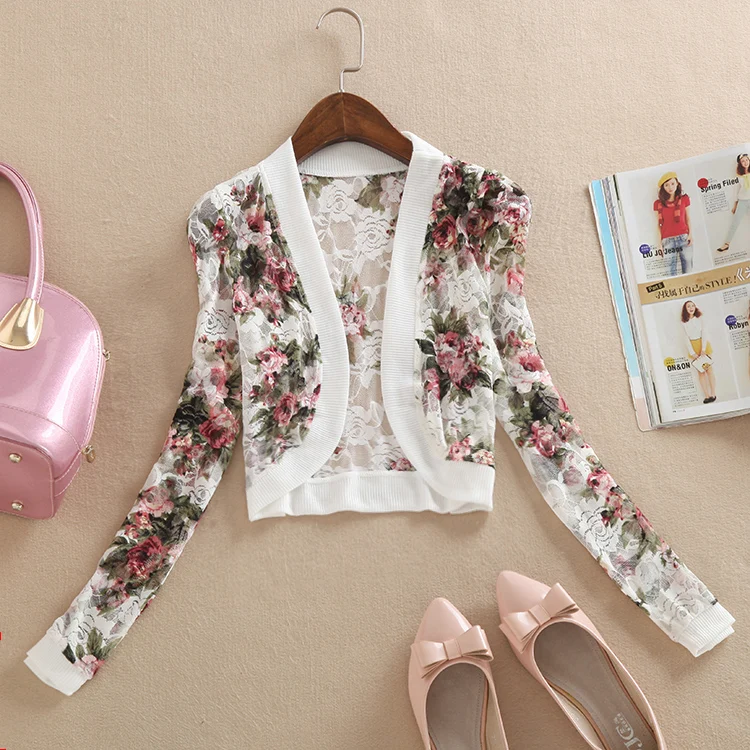 Летние Feminina женские кружево цветочный пальто Тонкий Повседневная одежда куртки