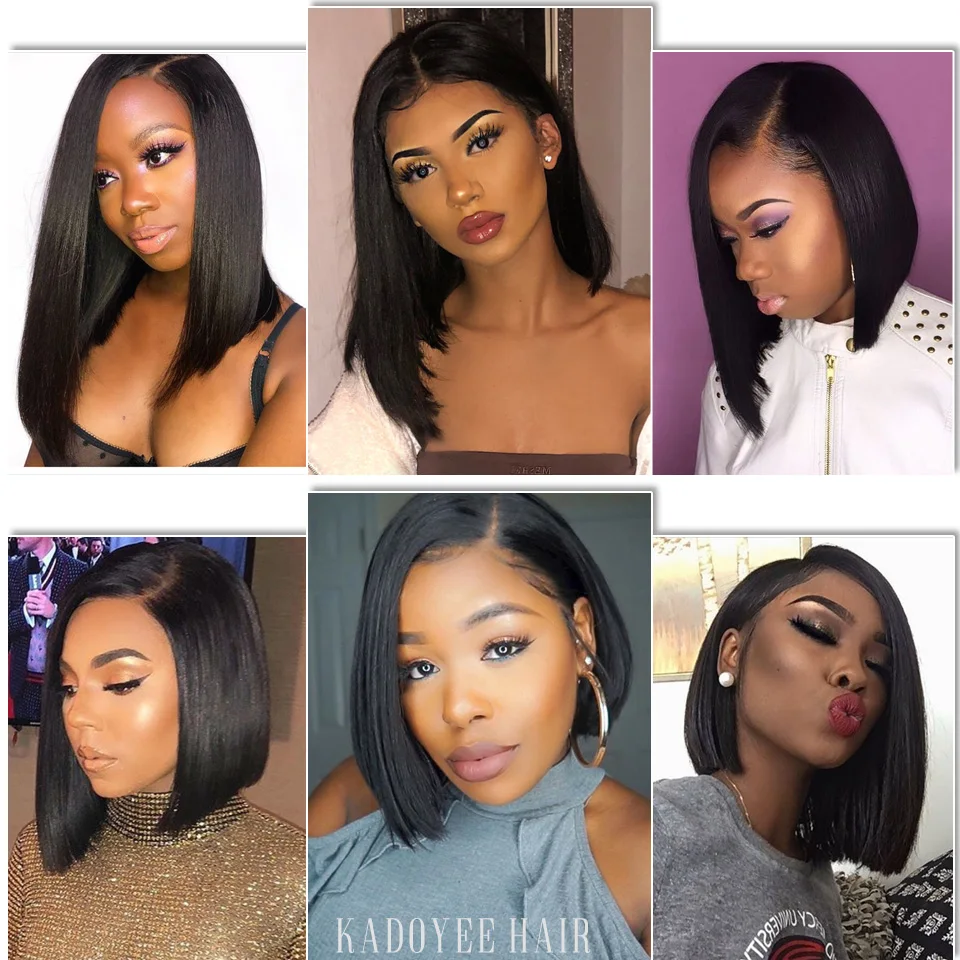 Боковая часть, парики из натуральных волос на кружеве, бразильские волосы remy, прямые короткие длинные парики с детскими волосами, предварительно выщипанные для черных женщин