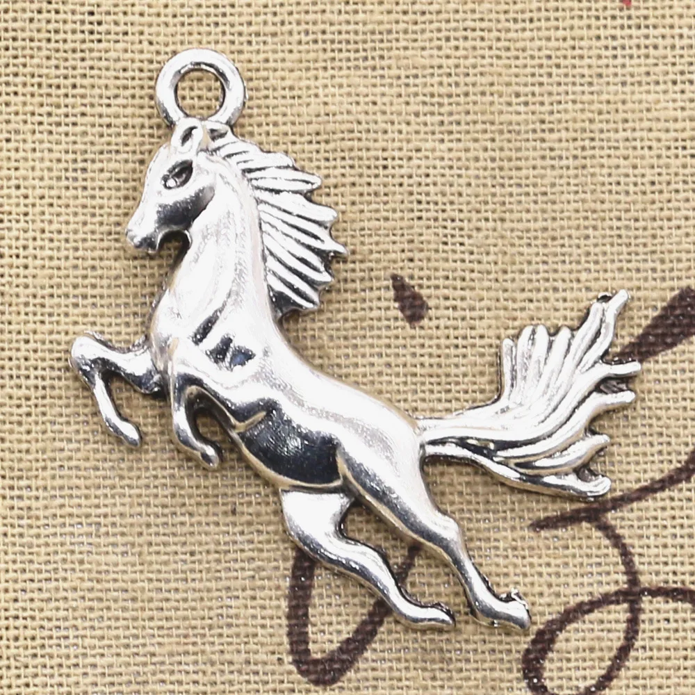 6 шт Подвески бегущая лошадь 51x32 мм Античная Подвеска подходит, винтажный Тибетский Бронзовый Серебряный цвет, сделай сам для браслета ожерелье