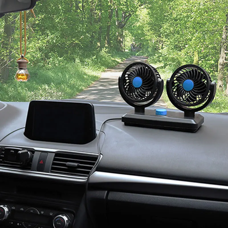 Популярный Электрический автомобильный вентилятор с двойной головкой 12 В