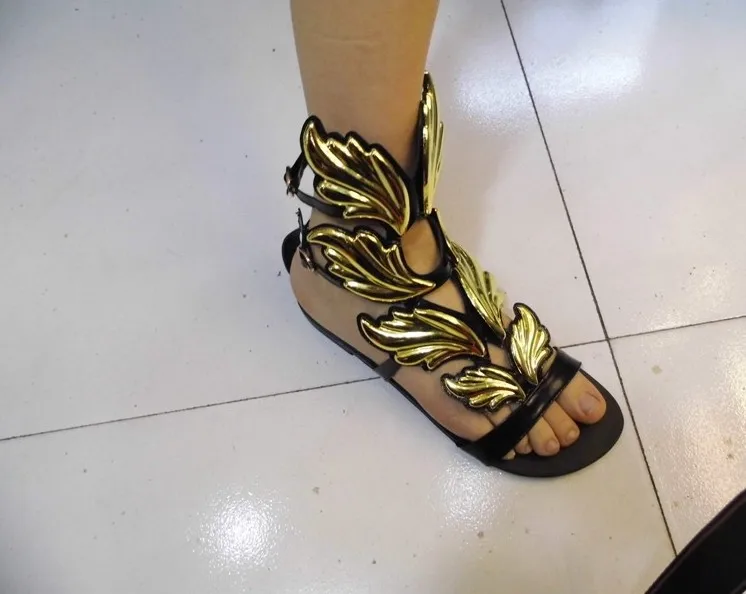 2013 Hot lady high heel sandals gold leaf wedge pumps flame sandal shoes Star with Shoes Fashion women leather heels | Обувь