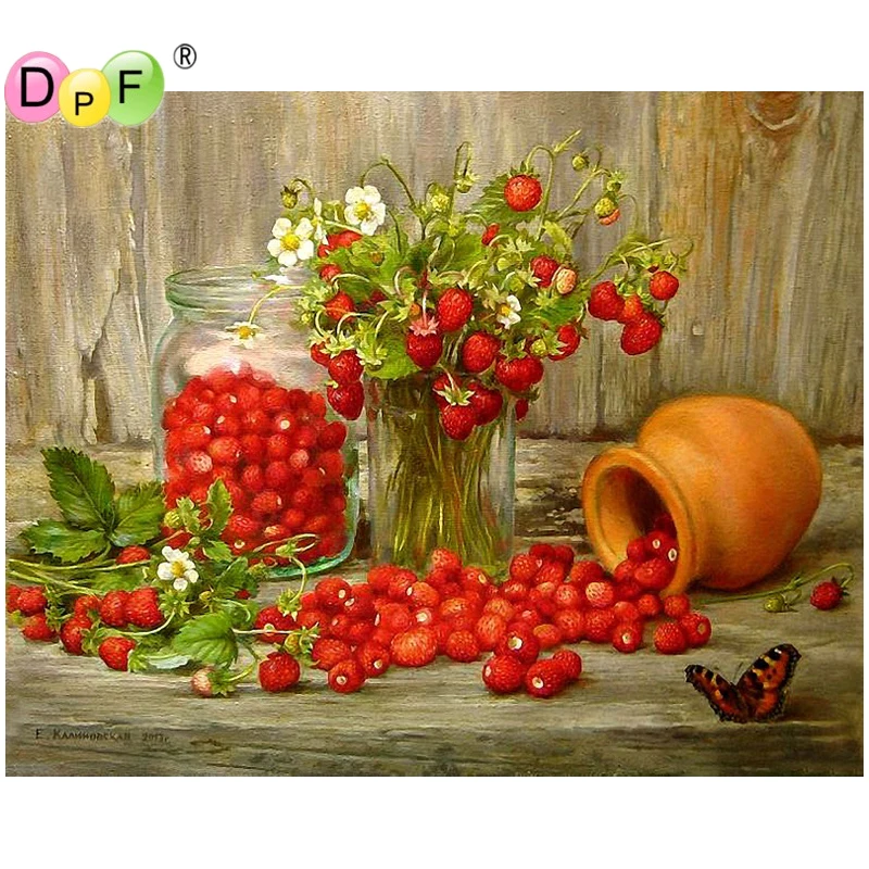 DPF Diamond embroidery Fruit and flowers diamond mosaic kit Painting Cross Stitch scenery needlework home decor crafts | Дом и сад