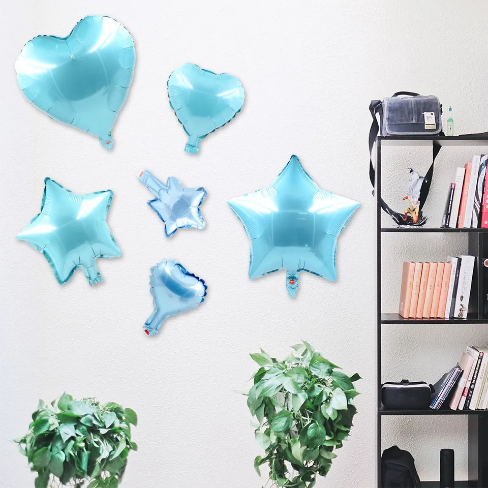 1set/6pcs Tiffany Blue Aluminium Foil Balloon Heart Star Shaped Helium Air Ball Decor Wedding Birthday Party Balloons Supplies | Дом и сад