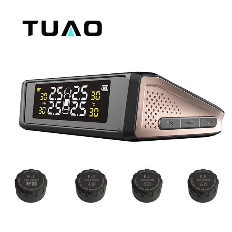 Tuao S5e салона автомобиля TPMS шин Давление мониторинга Системы Солнечный Мощность
